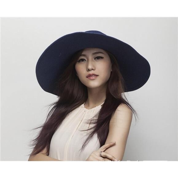 Women's Ridge Wide Floppy Brim Summer Beach SunHat Straw Cap Party Garden Travel - Picture 3 of 6